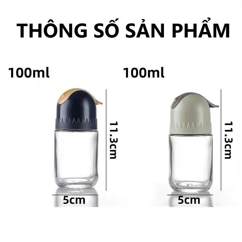 Hũ đựng gia vị thủy tinh nắp bật tự động, lọ đựng gia vị đẹp, chống ẩm