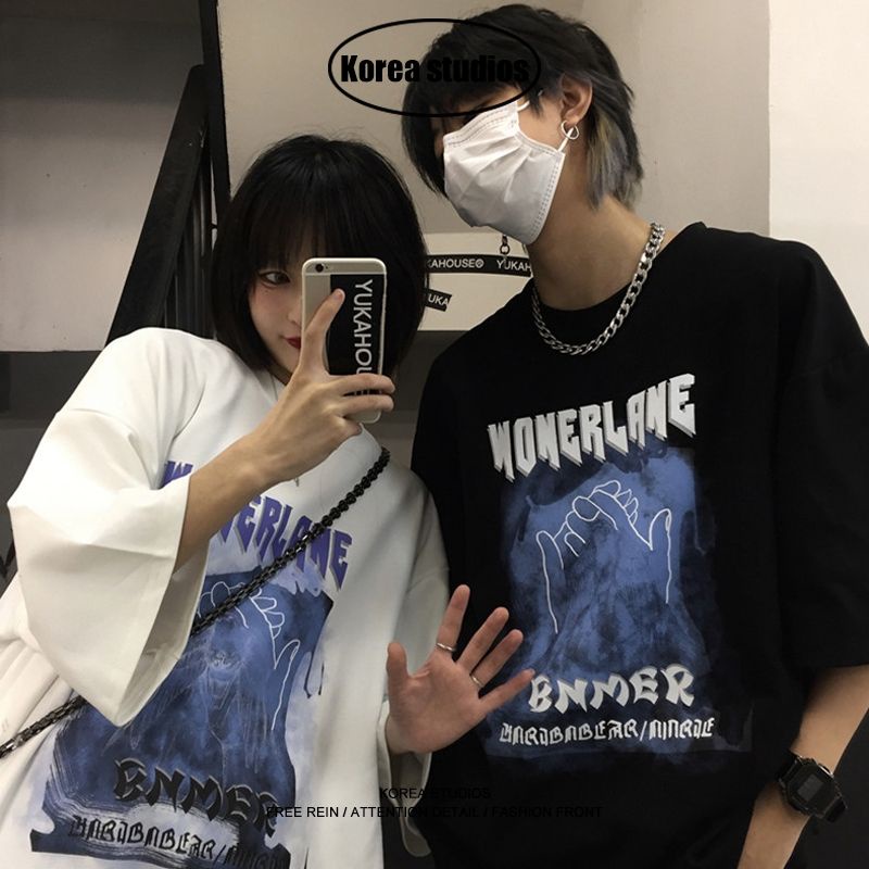 Áo thun tay lỡ nam nữ, áo phông unisex form rộng chất cotton mát mịn thấm hút mồ hôi in hình Bàn tay