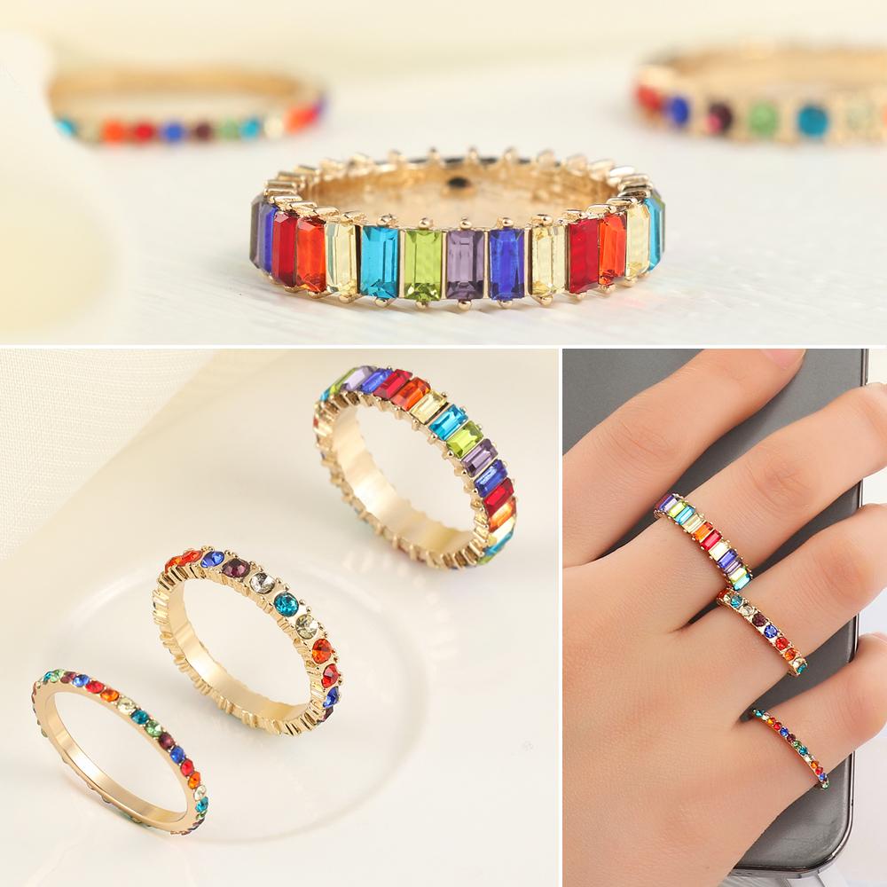 Nhẫn Đính Đá Nhiều Màu Sắc Thời Trang Xinh Xắn