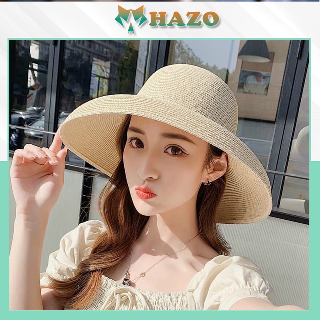 Mũ Cói Vành Rộng Buket Đi Biển Nón Chuông Cụp Vành Vintage 436 Sang Chảnh - Hazo