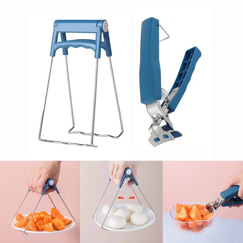 Dụng Cụ Kẹp Tô/Đĩa Nóng Bằng Thép Không Gỉ Chống Bỏng Đa Năng Có Thể Gấp Gọn Cho Nhà Bếp