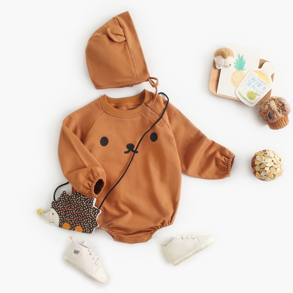 Bộ áo liền thân Sanlutoz cotton + mũ trùm đầu dễ thương dành cho bé