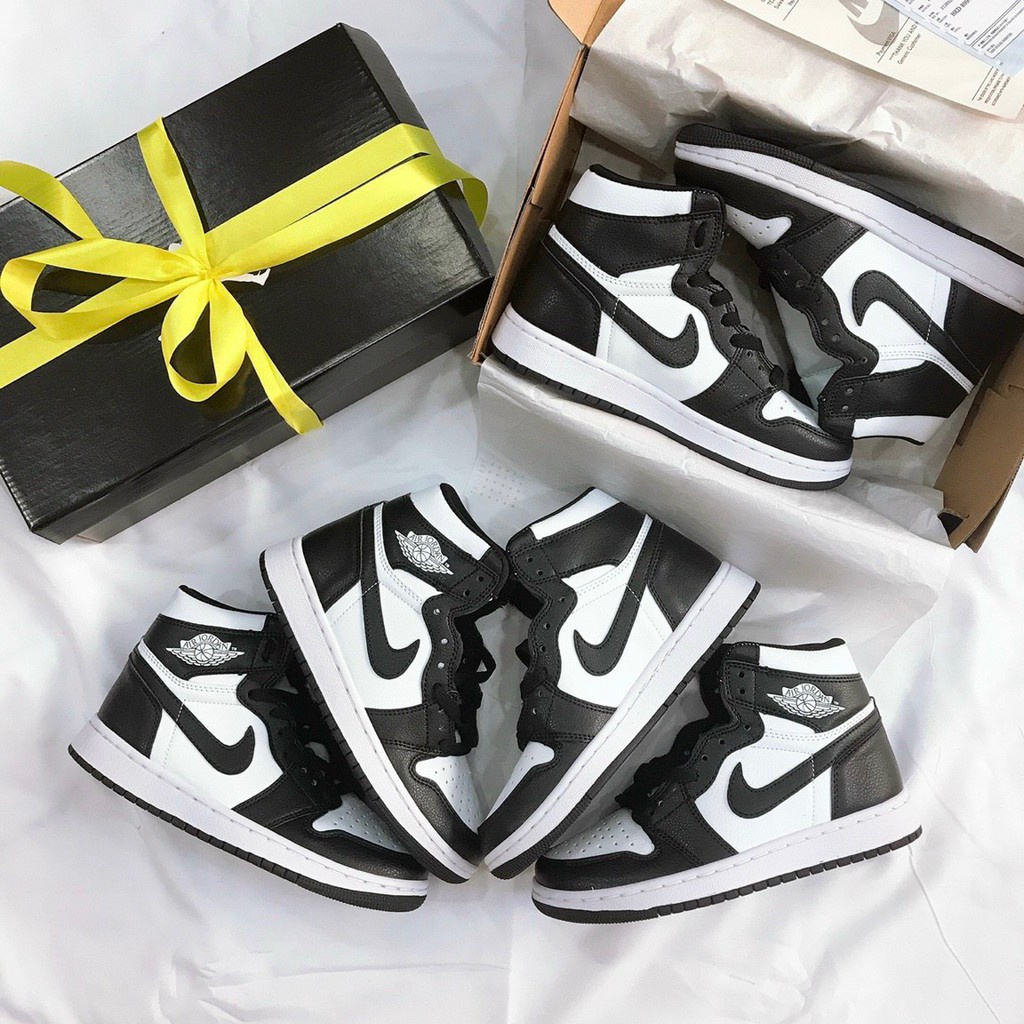 Giày thể thao nam nữ Jordan cổ cao loại 1, giày sneaker Jordan Panda màu đen, xám đủ size