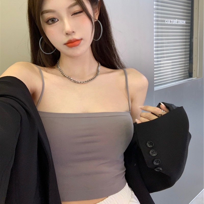 Áo hai dây có mút đệm ngực màu trơn cho nữ