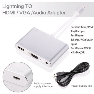 Cáp chuyển đổi Công Lightning ( từ Iphone 7 ) sang HDMI + VGA