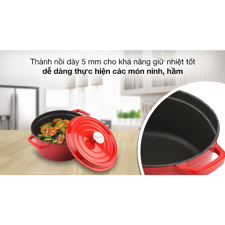 Nồi gang đúc tráng men Rapido - Size 20-22-24cm- HÀNG CHÍNH HÃNG-BẢO HÀNH TOÀN QUỐC