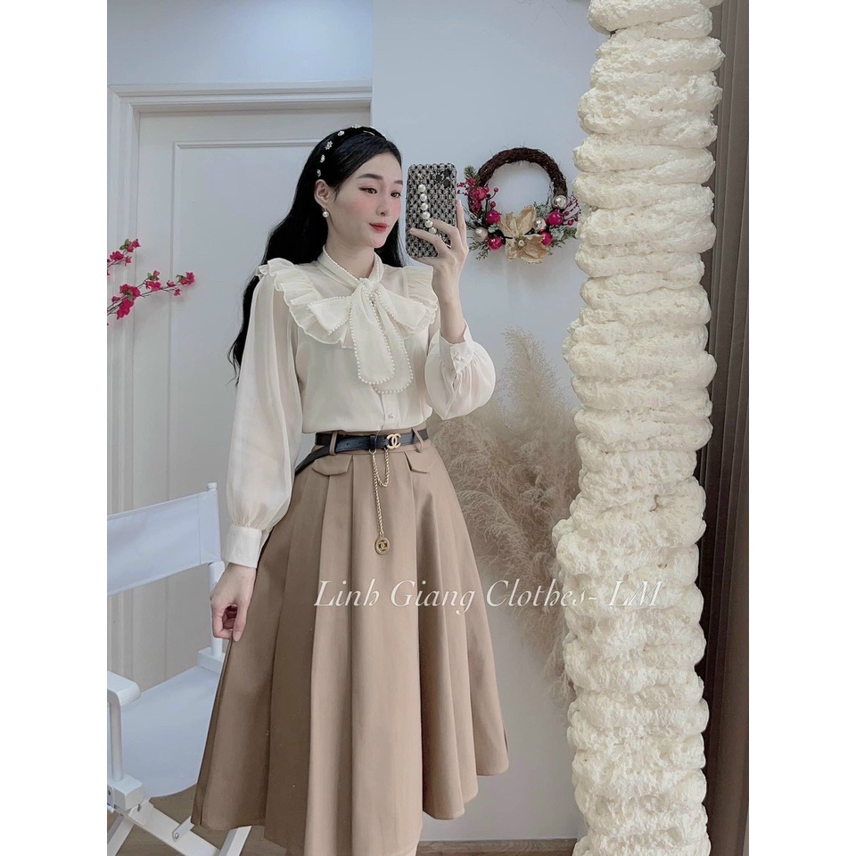 [Mã FAMARAL1 giảm 10K đơn 50K] ÁO SƠ MI NỮ REN BÈO TRẮNG 2 LỚP