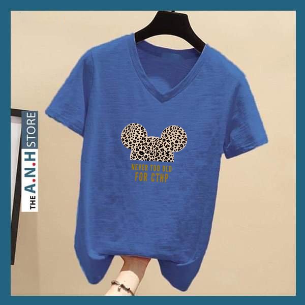 Áo Thun cotton xược cổ tim nữ ANHSTORE in hình thời trang