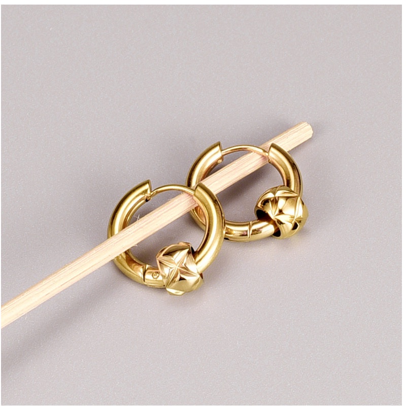 Bông Tai Khoen Tròn Titan Ko Đen TT 4366