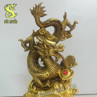 Tượng Rồng Nhả Ngọc Bằng Đồng Vàng