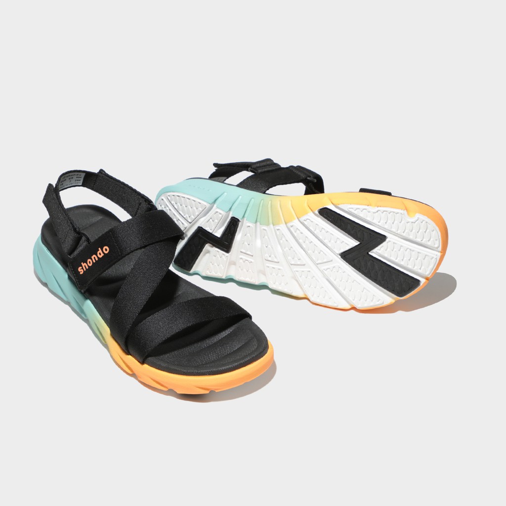 Giày Sandals Nam Nữ Unisex Êm Chân Shondo F6 Sport Ombre Đế Xanh Cam F6S8310