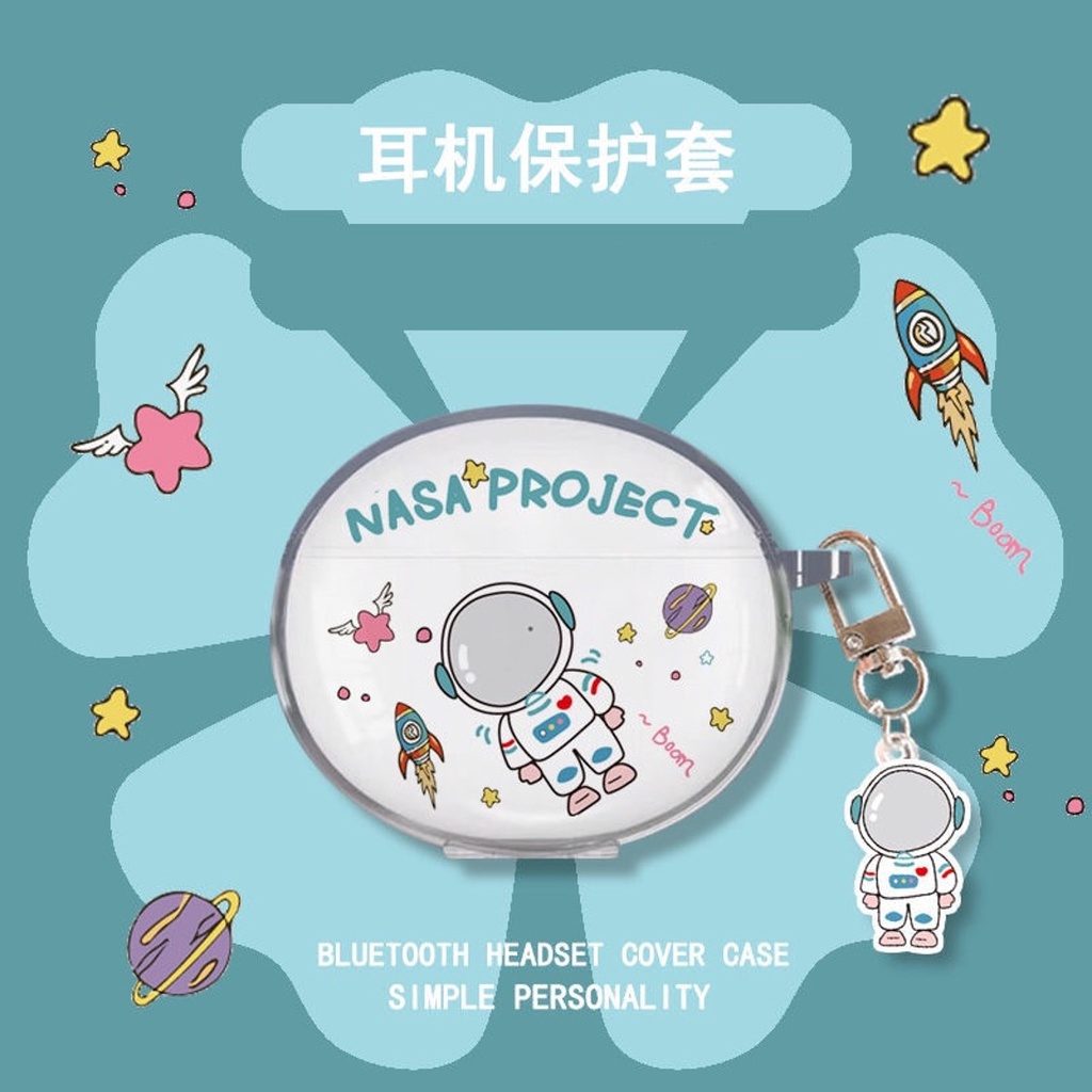 Dễ Thương Vỏ Bảo Vệ Hộp Sạc Tai Nghe oppo enco air 2 Trong Suốt Họa Tiết Hoạt Hình Cô Gái & Chú Chó yugui Dễ Thương