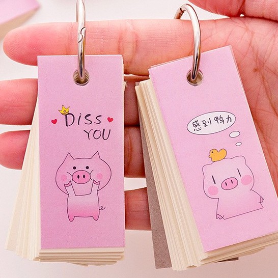 Sổ tay treo chìa khóa - ( hình heo hồng Pig pink  - khoen tròn )