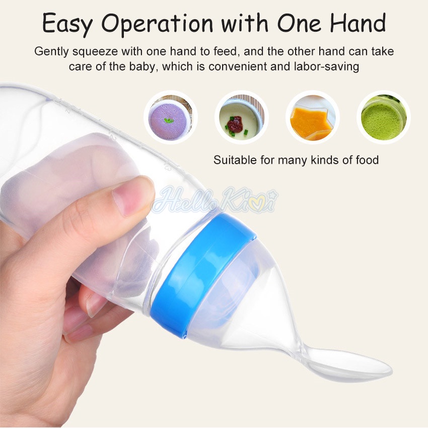 Bộ 3 bình ăn dặm HELLOKIMI kèm muỗng ăn dặm tiện lợi cao cấp cho bé