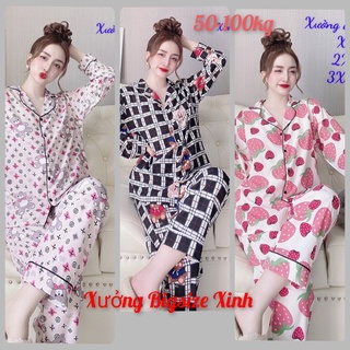 Đồ bộ bigsize 50-100kg đồ bộ tay dài mặc nhà cho nữ họa tiết dễ thương