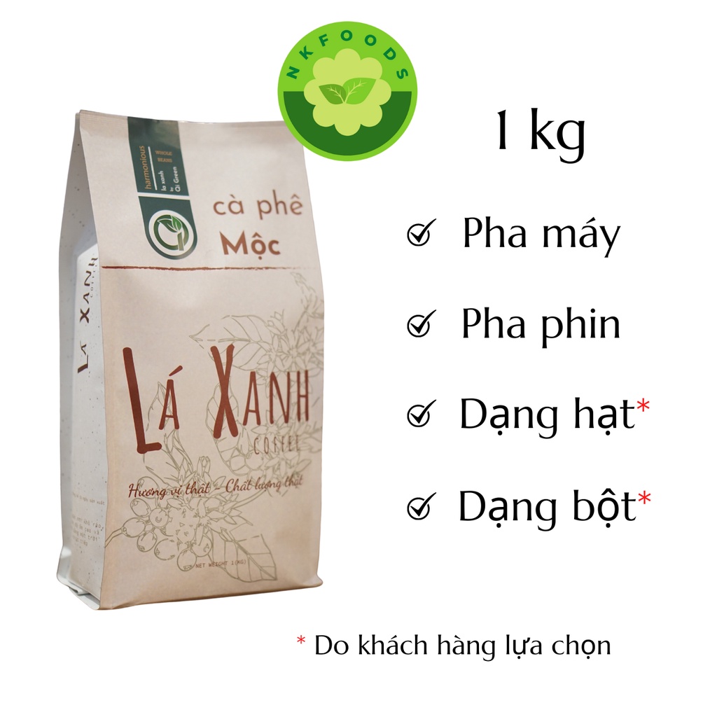 Cà phê nguyên chất rang mộc pha phin pha máy Lá Xanh coffee - 1kg | BigBuy360 - bigbuy360.vn