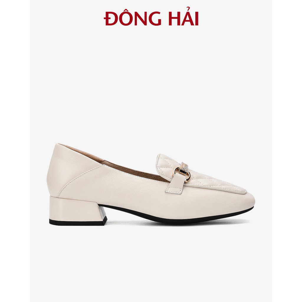 Giày lười nữ Zuciani gót vuông 3cm đính khóa cài viền đá nữ tính - GZD45