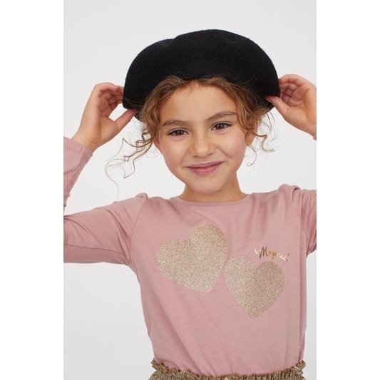 Set Váy Bé Gái Tim Nhũ Hồng HaM