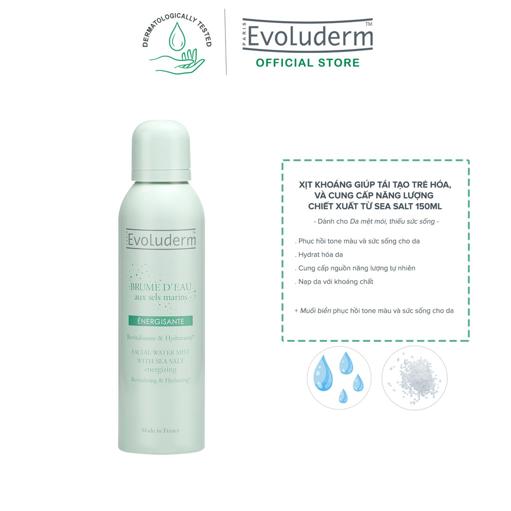 Xịt khoáng Evoluderm giúp tái tạo trẻ hóa bổ sung khoáng chất và dưỡng ẩm cho làn da chiết xuất từ Sea Salt 150ml-16273