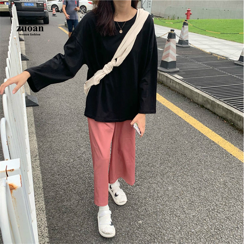 Áo thun nữ SUXI tay dài màu trơn Hàn Quốc