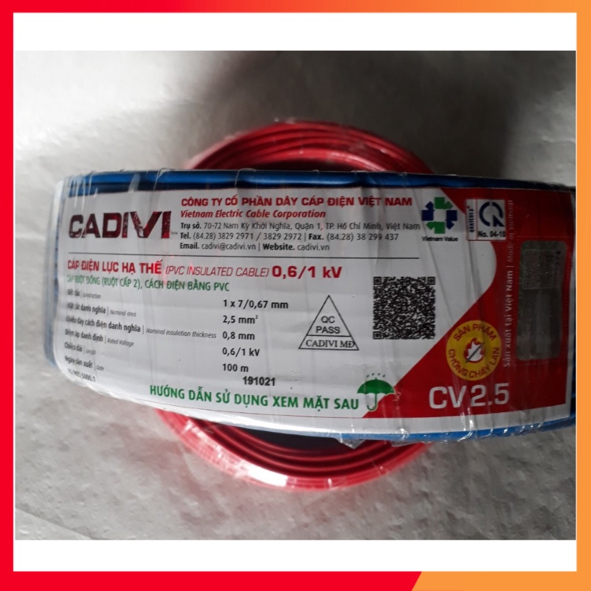 Dây điện đơn CADIVI 1.5/2.0/2.5/3.5/40/6.0.8.0- DALICO