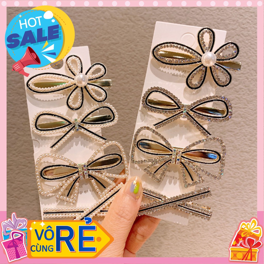 Kẹp Tóc Kim Loại Phong Cách Hàn Quốc Đính Ngọc Trai - Đính Đá Đơn Giản Thanh Lịch Xinh Xắn - Enby Shop