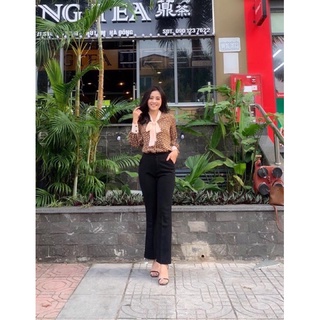 Quần công sở Ống Loe lưng cao tôn dáng.