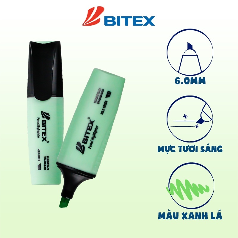 Bút dạ quang Bitex HL05 Pastel (01 chiếc) màu ngẫu nhiên