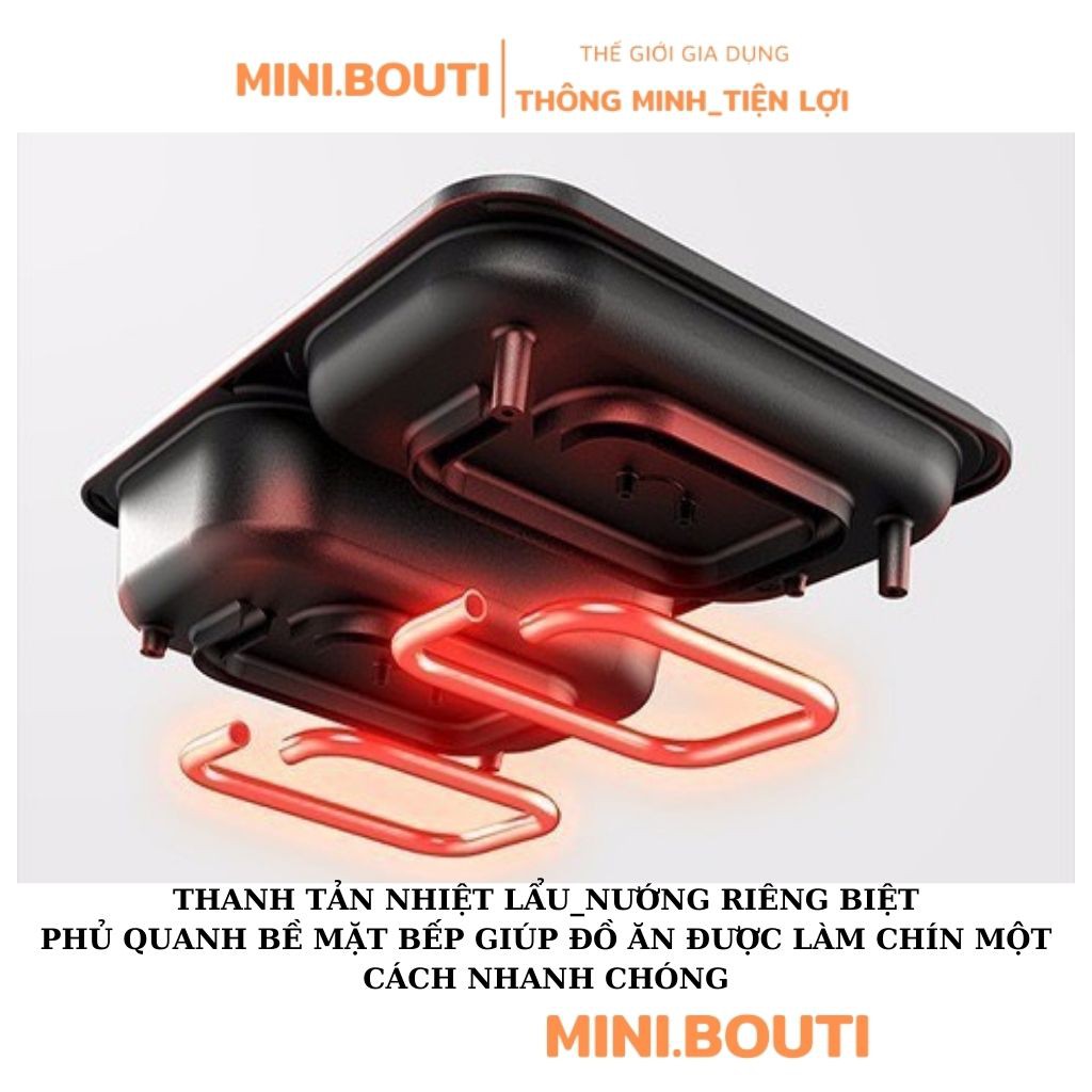 Nồi Lẩu Mini MINIBOUTI Bếp Lẩu Nướng Đa Năng Nồi Lẩu 2 Ngăn Nồi Nẩu Mini Bếp Lẩu Nướng 2 in 1 Đa Năng Chính Hãng