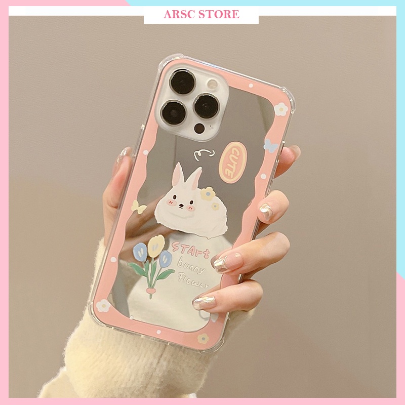 Ốp lưng iphone tráng gương thỏ dễ thương cho Iphone 7 8 Plus SE X XS XS Max 11 12 13 Pro Max