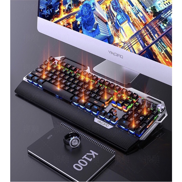 Bàn phím cơ Gaming K100 full led núm chuyển biến âm thanh phiên bản mới nhất