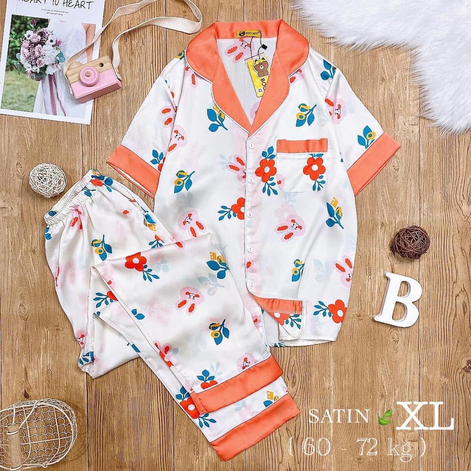 Đồ Bộ Pijama Satin Tay Ngắn Quần Dài Cao Cấp Bigsize XL Form 62-72KG | BigBuy360 - bigbuy360.vn