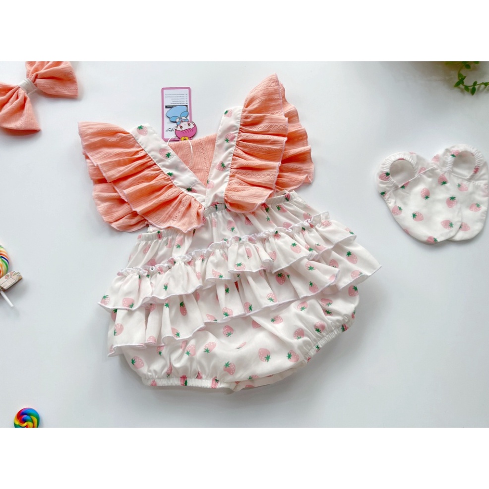 NoelStore - Set Body Dâu Siêu Ngọt Kết Hợp Hài Hòa Giữa 2 Tông Màu Hồng Và Trắng Với Sự Điểm Xuyết Của Dâu Nhí Đáng Yêu