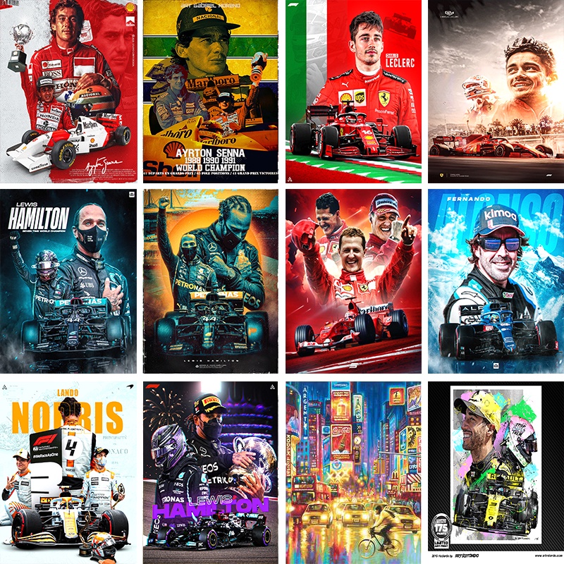 F1 Racer Poster F1 Công Thức Vô Địch Thế Giới Poster Đua Lewis / Michael Schumacher Trang Trí Nghệ T