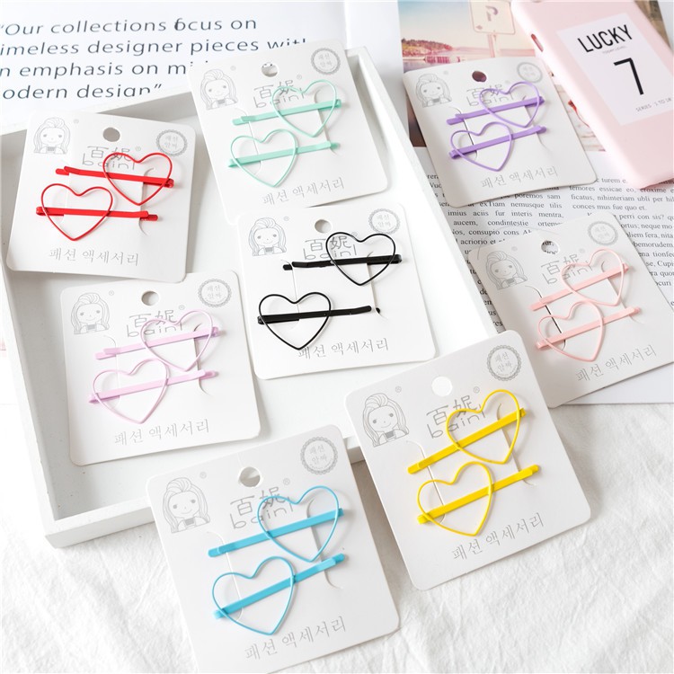 Set 2 kẹp tóc kim loại Mua Tất hình sao và tim phong cách Hàn Quốc (muatatshop)