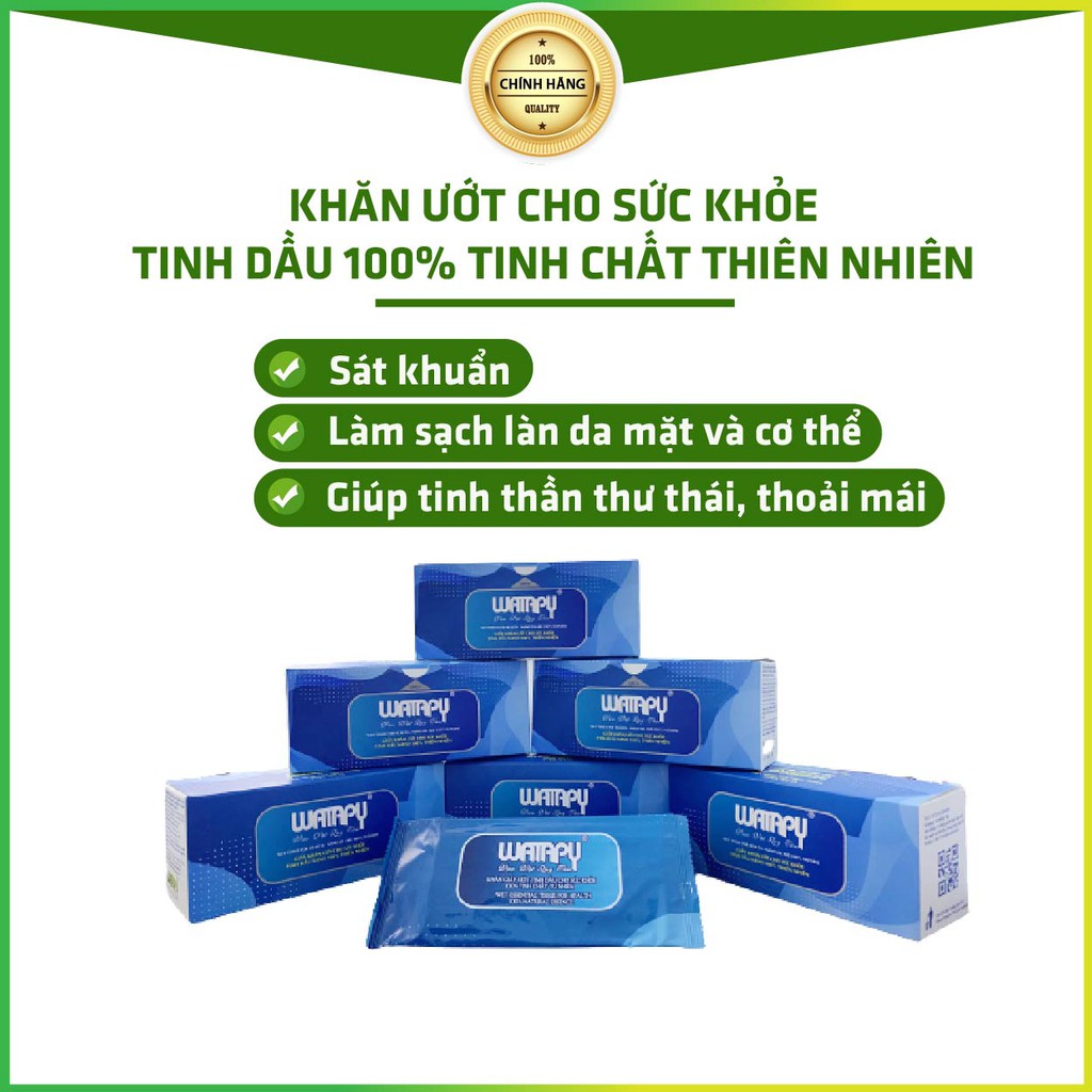 Khăn Ướt Sức Khỏe WATAPY 100% Tinh Dầu Thiên Nhiên Giúp Tỉnh Táo, Sáng Da Thích Hợp Cho Tài Xế, Văn Phòng Và Người Say