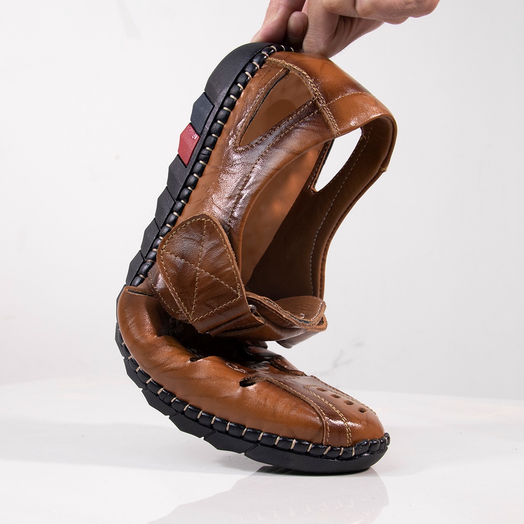Giày sandal da nam cao cấp phong cách công sở hàn quốc màu nâu đẹp bảo hành 5 năm DL01 TIMAN