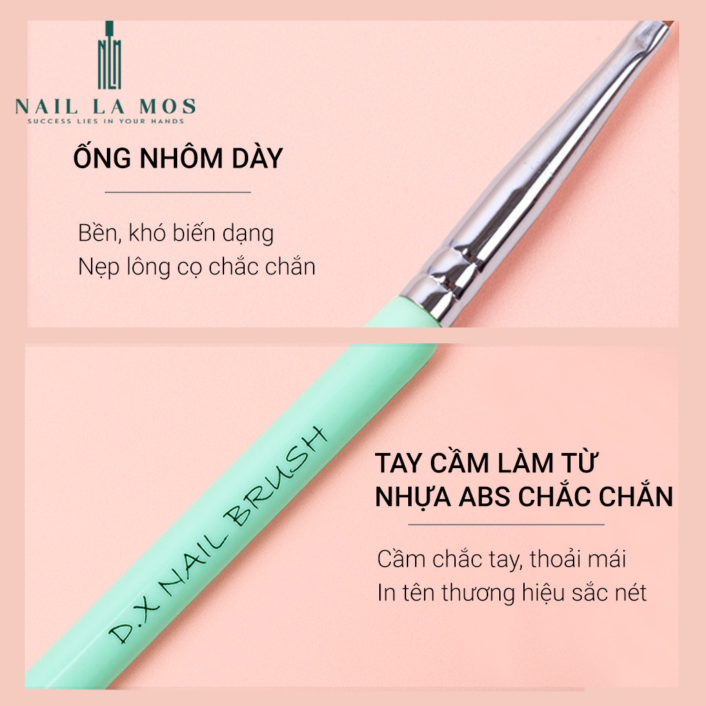 Bộ 6 cọ nail Dingxi chính hãng - Set 6 cọ vẽ móng D.X Nail lông tổng hợp cao cấp mềm, mướt