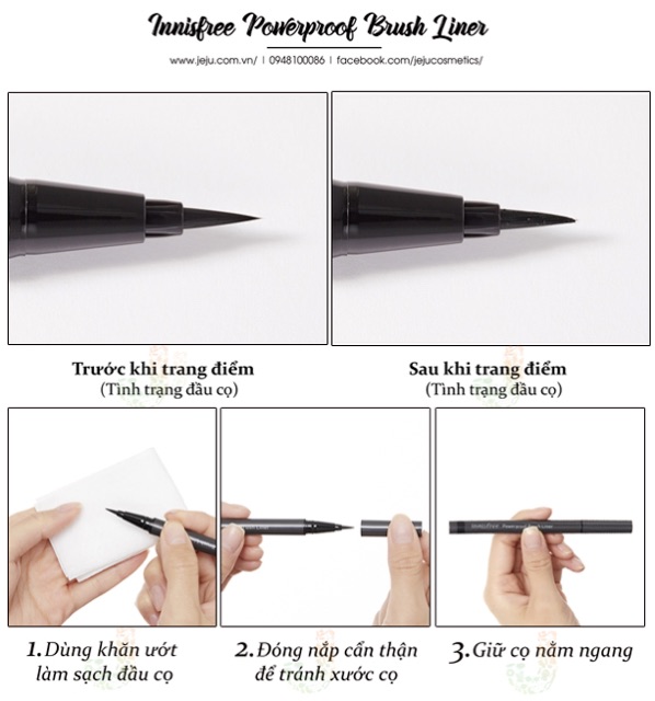 INNISFREE POWERPROOF PEN LINER - Bút kẻ mắt chống nước đầu cọ dày