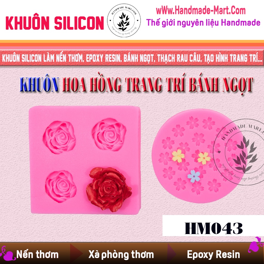 Khuôn silicon hoa nhí và tạo hình trang trí hoa hồng handmade đẹp - HM043