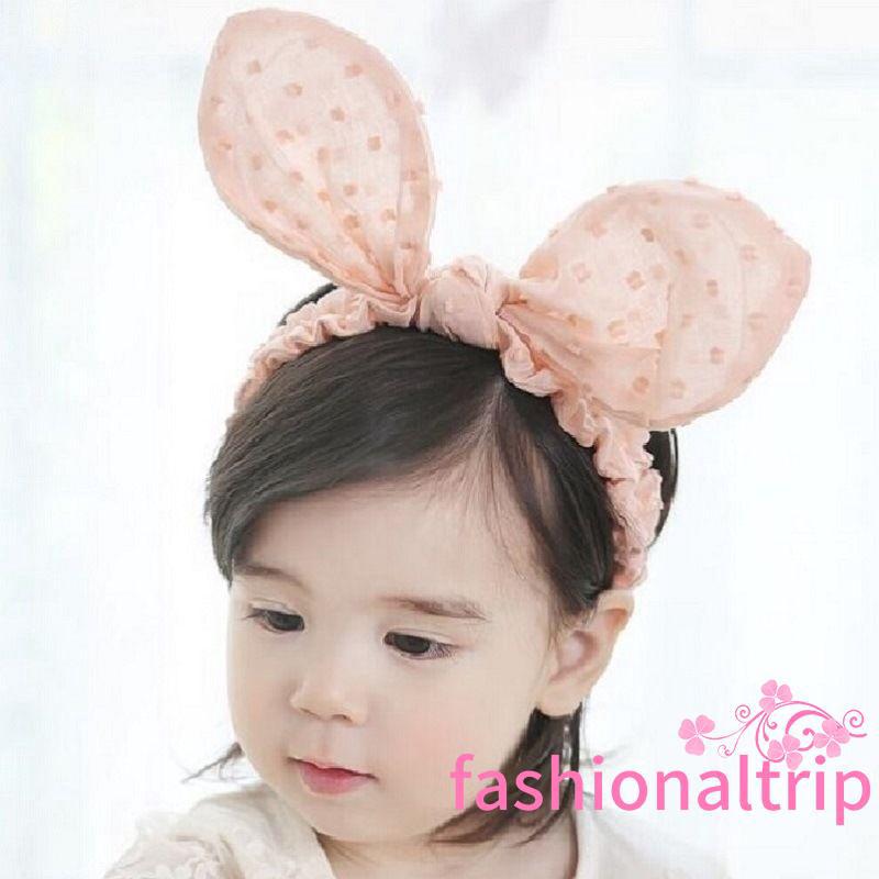 Khăn đeo đầu họa tiết chấm bi thắt nơ dễ thương cho bé