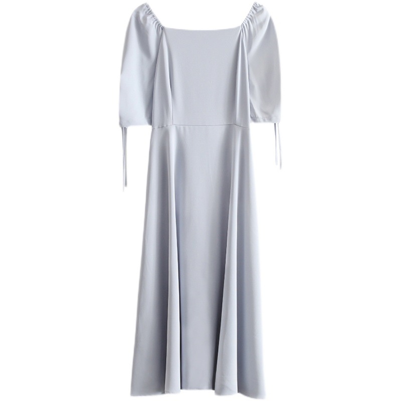 Đầm Công Chúa Cổ Vuông Tay Ngắn Màu Trơn Thời Trang Mùa Hè Hàn Quốc Cho Nữ 2021