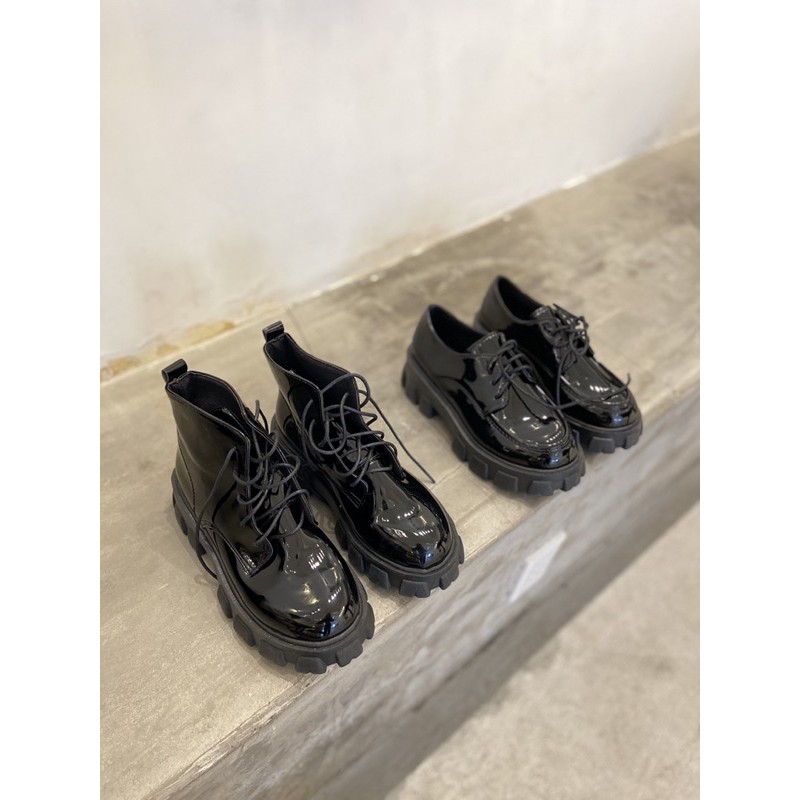 Giày boots đen nữ flatform