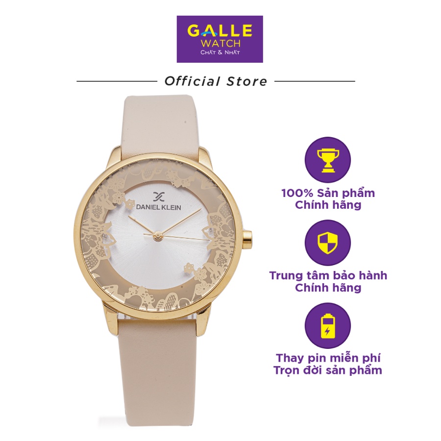 Đồng hồ nữ dây da chính hãng Daniel Klein DK.1.12552.3 chống nước, mặt số hiệu ứng Sunray, mặt kính thời trang nữ tính