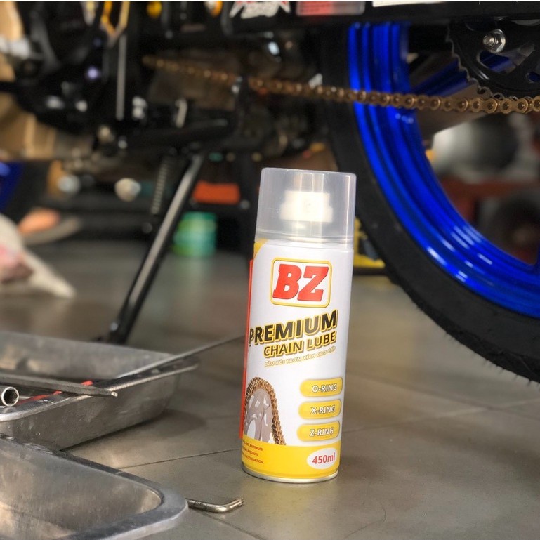 Dưỡng sên BZ Premium Chain Lube 450ml - Bôi trơn sên bz Premium , xịt dưỡng sên bz mẫu mới nhất bản cao cấp