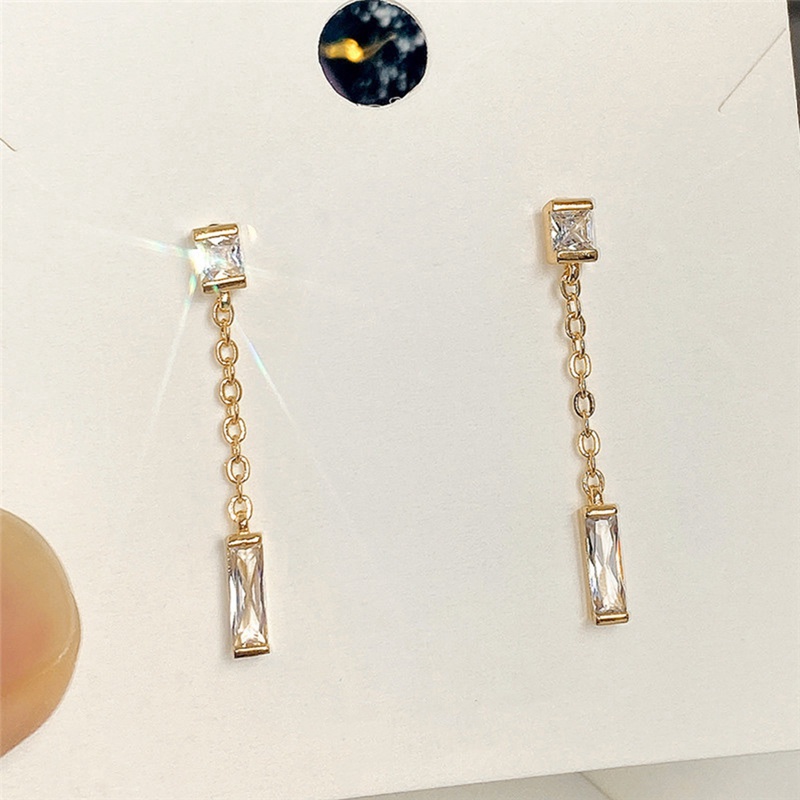 Khuyên Tai Dạng Chuỗi Đính Đá Zircon Đơn Giản Thời Trang