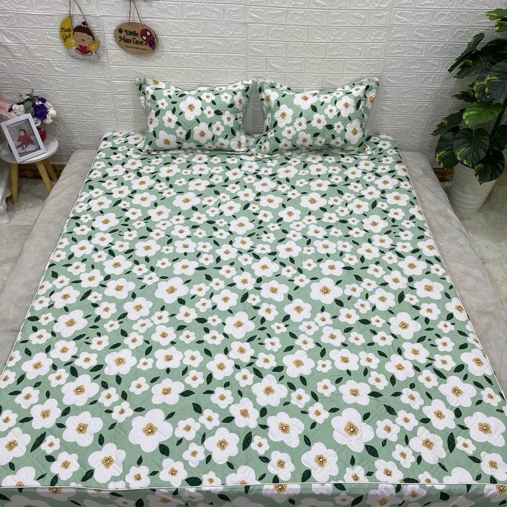 Bộ Ga Gối Poly Cotton Chun Trần Bông Nhiều Kích Thước Chọn Lựa Mẫu HOA 5 CÁNH