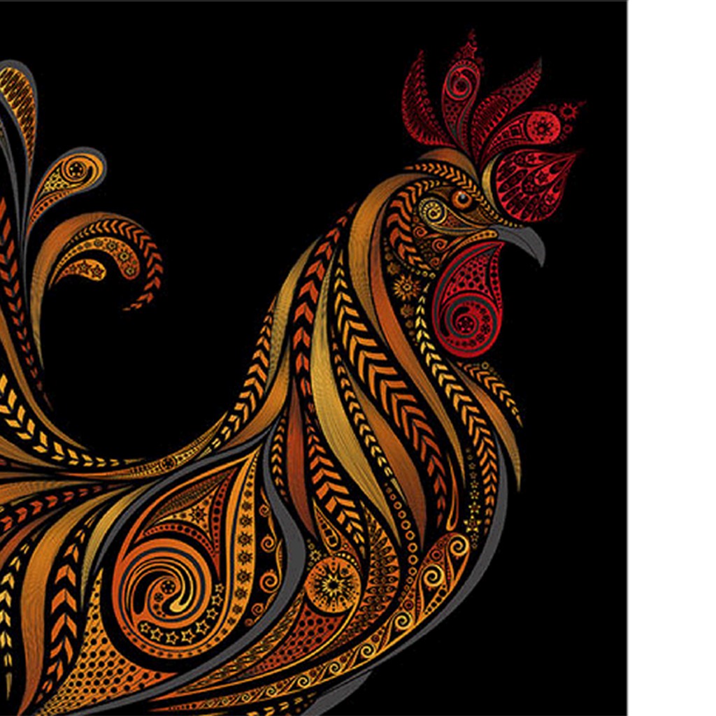 Tranh thêu chữ thập 5D DIY họa tiết hình con gà cách điệu