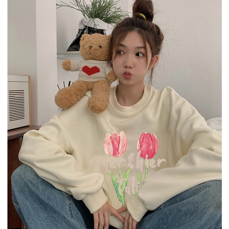 NRVP Áo Thun Tay Dài Oversize In Họa Tiết Phong Cách Hàn Quốc Thời Trang Cho Nam Và Nữ