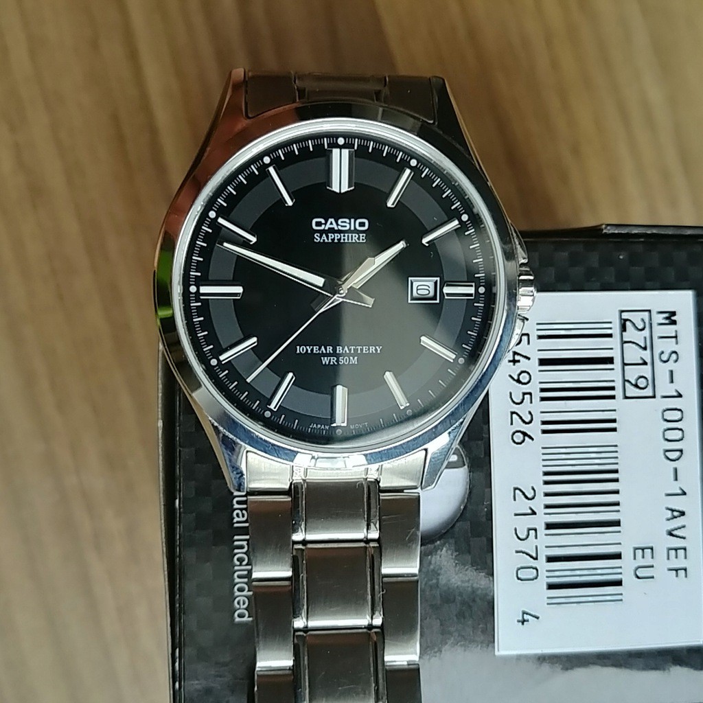 Đồng Hồ Nam Casio MTS-100D-1AVDF Dây Kim Loại - Kính Saphia - Tuổi Thọ Pin 10 Năm